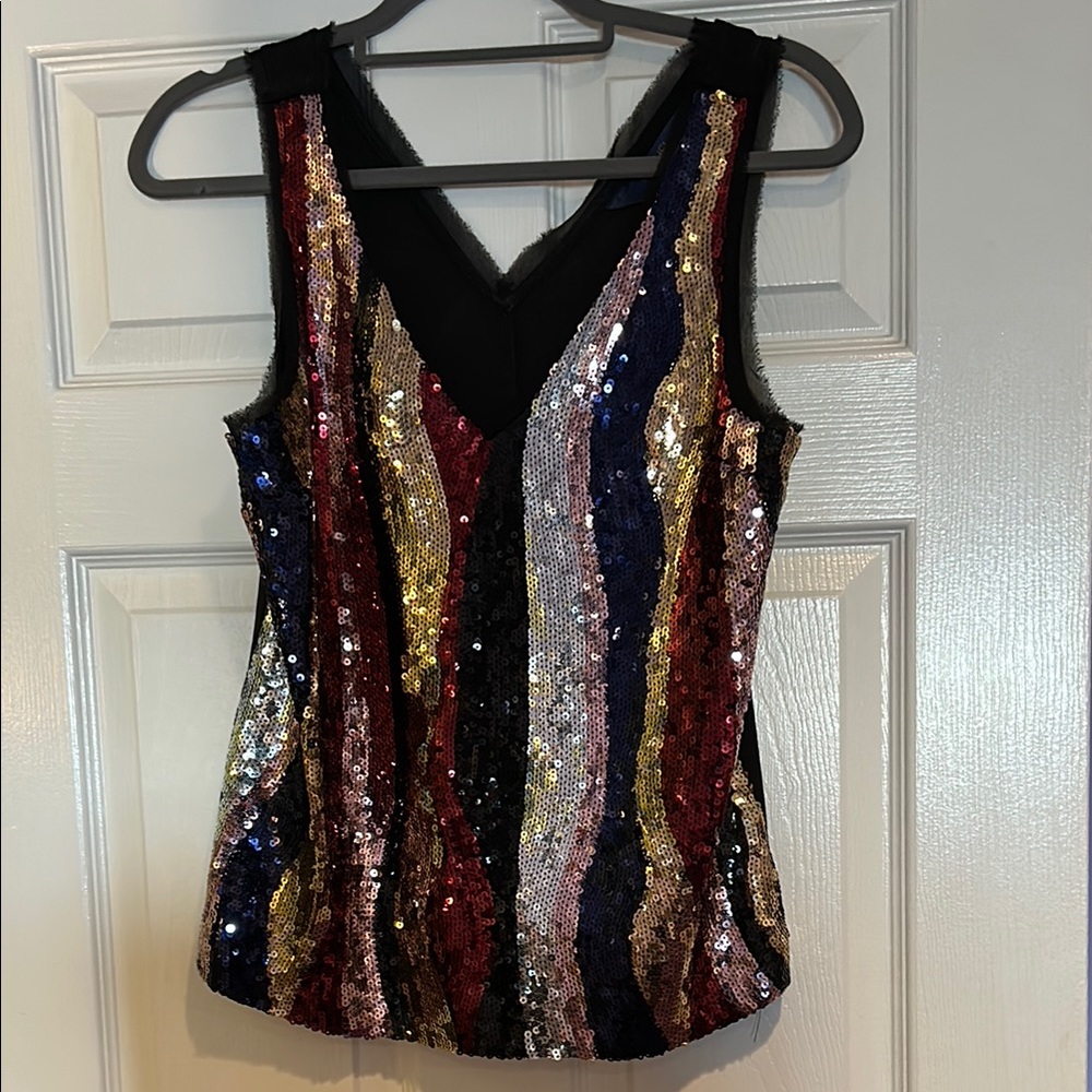 RACHEL Rachel Roy Gold Silver Sequin Sleeveless Tank Top